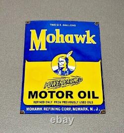 Vintage Rare 16 Mohawk Indian Porcelain Sign Car Gas Oil Truck Auto