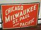 Vintage Rare Authentic Milwaukee Road Porcelain On Steel 3-color Sign-ec