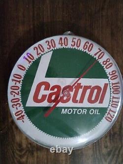 Vintage Rare Castrol Motor Oil Wall Thermometer 1 Foot Diameter Excellent Used