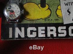 Vintage Rare Disney Ingersoll Mickey Mouse Watch Sign and Working Watch