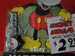 Vintage Rare Disney Ingersoll Mickey Mouse Watch Sign and Working Watch