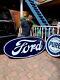 Vintage Rare Lg Ford Motor Co Metal Porcelain Sign Gasoline Oil Gas 72x36 Neon