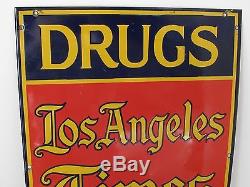 Vintage Rare Porcelain Sign Drugs Los Angeles Times Soda Cigars Great Condition