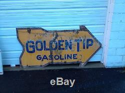 Vintage Rare Stoll Kentucky Golden Tip Gas Oil Double Sided Porcelain Arrow Sign