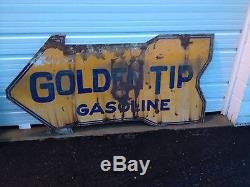 Vintage Rare Stoll Kentucky Golden Tip Gas Oil Double Sided Porcelain Arrow Sign