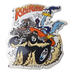 Vintage Rat Fink Porcelain Sign Plymouth Road Runner Hot Rod Gas Pump Sign