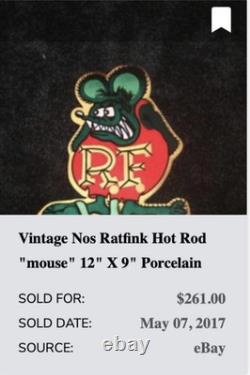 Vintage Ratfink Die-cut Rat 12 Baked Metal Gasoline & Oil Ed Roth Fink Sign