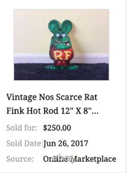 Vintage Ratfink Drives 1950 Stick Chevrolet 12 Metal Gasoline Oil Rat Fink Sign