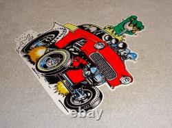 Vintage Ratfink Drives 1950 Stick Chevrolet 12 Metal Gasoline Oil Rat Fink Sign