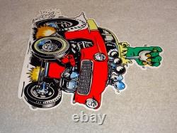 Vintage Ratfink Drives 1950 Stick Chevrolet 12 Metal Gasoline Oil Rat Fink Sign