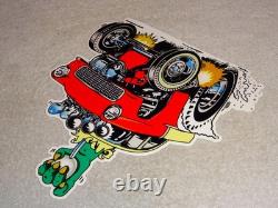 Vintage Ratfink Drives 1950 Stick Chevrolet 12 Metal Gasoline Oil Rat Fink Sign