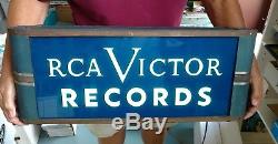 Vintage Rca Victor Records Lighted Advertising Sign 26 X 10