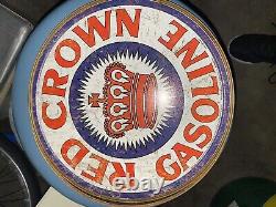 Vintage Red Crown Gasoline Metal Sign