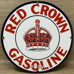 Vintage Red Crown Gasoline Porcelain Sign Standard Oil Gas Station Pump Plate