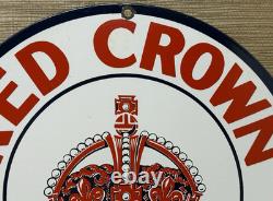 Vintage Red Crown Gasoline Porcelain Sign Standard Oil Gas Station Pump Plate