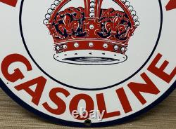 Vintage Red Crown Gasoline Porcelain Sign Standard Oil Gas Station Pump Plate