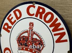 Vintage Red Crown Gasoline Porcelain Sign Standard Oil Gas Station Pump Plate