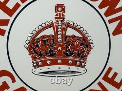 Vintage Red Crown Gasoline Porcelain Sign Standard Oil Gas Station Pump Plate