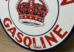 Vintage Red Crown Gasoline Porcelain Sign Standard Oil Gas Station Pump Plate