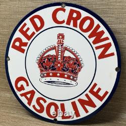 Vintage Red Crown Gasoline Porcelain Sign Standard Oil Gas Station Pump Plate