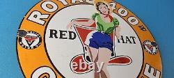 Vintage Red Hat Gasoline Sign Royal 400 Gas Pump Plate Porcelain Sign