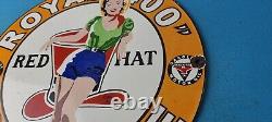 Vintage Red Hat Gasoline Sign Royal 400 Gas Pump Plate Porcelain Sign