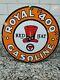 Vintage Red Hat Porcelain Sign Royal 400 Fuel Gas Station Pump Plate Service12