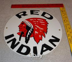 Vintage Red Indian Mccoll Frontenac 11 3/4 Porcelain Metal Canada, Gas Oil Sign