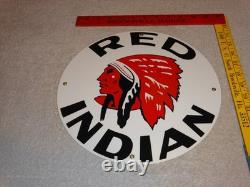Vintage Red Indian Mccoll Frontenac 11 3/4 Porcelain Metal Canada, Gas Oil Sign