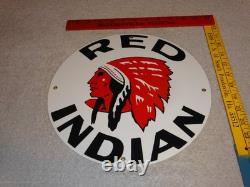 Vintage Red Indian Mccoll Frontenac 11 3/4 Porcelain Metal Canada, Gas Oil Sign