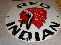 Vintage Red Indian Mccoll Frontenac 11 3/4 Porcelain Metal Canada, Gas Oil Sign
