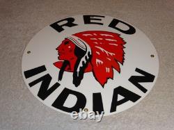 Vintage Red Indian Mccoll Frontenac 11 3/4 Porcelain Metal Canada, Gas Oil Sign