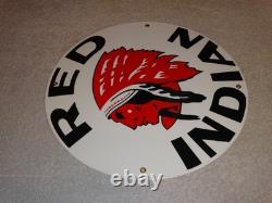 Vintage Red Indian Mccoll Frontenac 11 3/4 Porcelain Metal Canada, Gas Oil Sign