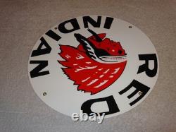 Vintage Red Indian Mccoll Frontenac 11 3/4 Porcelain Metal Canada, Gas Oil Sign