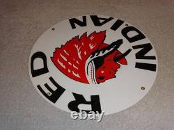 Vintage Red Indian Mccoll Frontenac 11 3/4 Porcelain Metal Canada, Gas Oil Sign