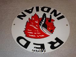 Vintage Red Indian Mccoll Frontenac 11 3/4 Porcelain Metal Canada, Gas Oil Sign