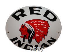 Vintage Red Indian Mccoll Frontenac 11 3/4 Porcelain Metal Canada, Gas Oil Sign
