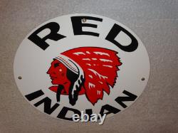Vintage Red Indian Mccoll Frontenac 11 3/4 Porcelain Metal Canada, Gas Oil Sign