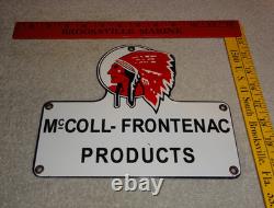 Vintage Red Indian Mccoll-frontenac Products Porcelain Metal Gasoline & Oil Sign