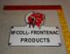 Vintage Red Indian Mccoll-frontenac Products Porcelain Metal Gasoline & Oil Sign