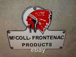 Vintage Red Indian Mccoll-frontenac Products Porcelain Metal Gasoline & Oil Sign