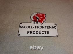 Vintage Red Indian Mccoll-frontenac Products Porcelain Metal Gasoline & Oil Sign