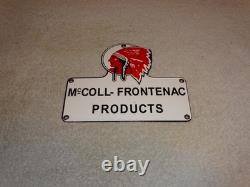Vintage Red Indian Mccoll-frontenac Products Porcelain Metal Gasoline & Oil Sign