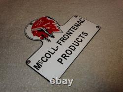 Vintage Red Indian Mccoll-frontenac Products Porcelain Metal Gasoline & Oil Sign