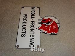 Vintage Red Indian Mccoll-frontenac Products Porcelain Metal Gasoline & Oil Sign