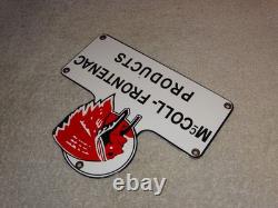 Vintage Red Indian Mccoll-frontenac Products Porcelain Metal Gasoline & Oil Sign