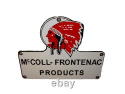 Vintage Red Indian Mccoll-frontenac Products Porcelain Metal Gasoline & Oil Sign