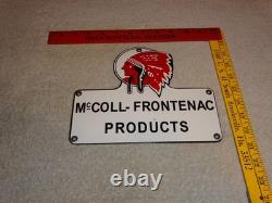Vintage Red Indian Mccoll-frontenac Products Porcelain Metal Gasoline & Oil Sign