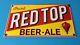 Vintage Red Top Beer Porcelain Drink Ale Brewery Service General Store Sign