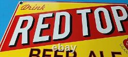 Vintage Red Top Beer Porcelain Drink Ale Brewery Service General Store Sign